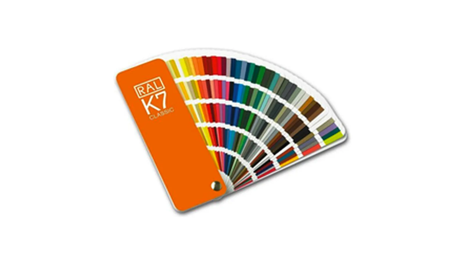 RAL K7 colour fan, fully spread showing the full colour range