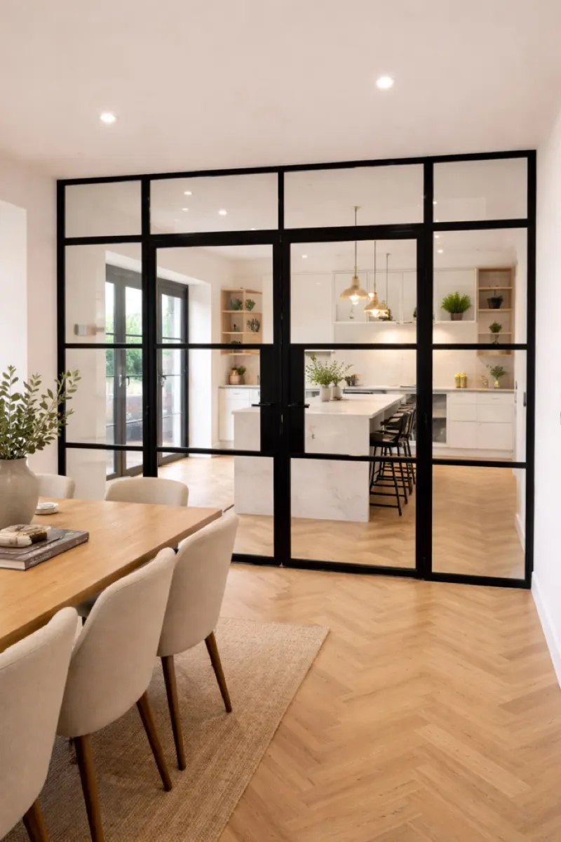 Slim line steel doors and windows